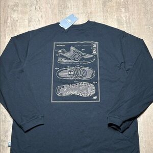 New Balance Men's Black Sneaker Design Long Sleeve Tee